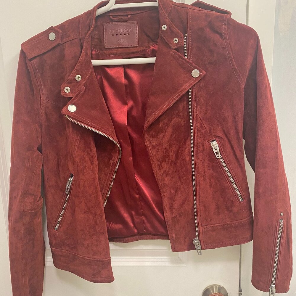 BLANKNYC SUEDE MOTO JACKET  New  w/o BLANK hanging tag  Faded Red Wine Small